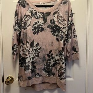 Eyeshadow Pink and Black Floral Sweater